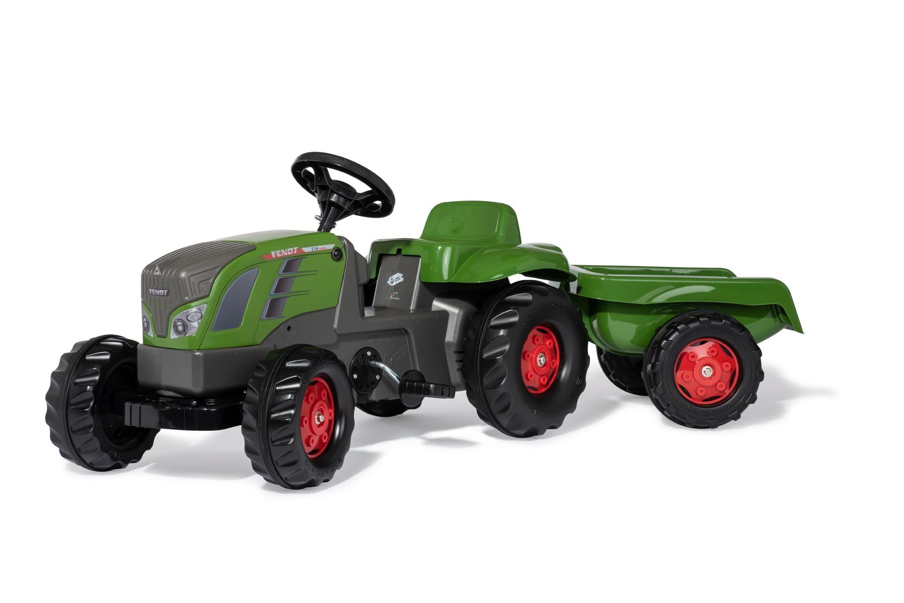 Rolly Toys rollyKid Fendt Vario (Trettraktor mit Anhänger für Kinder, Motorhaube zu öffnen, Kettenspannung einstellbar, Kinderfahrzeug) 13166, Grau