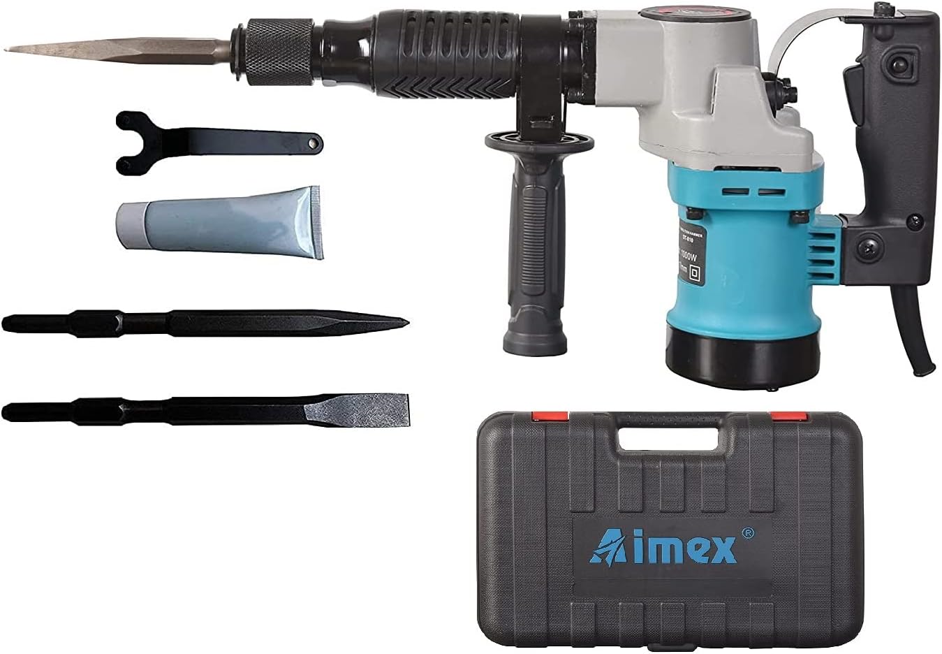 Aimex 950-Watt 17 mm Powerful Corded Electric 5 Kg Concrete Breaker Demolition with Chisel Hammer Bits (Green)
