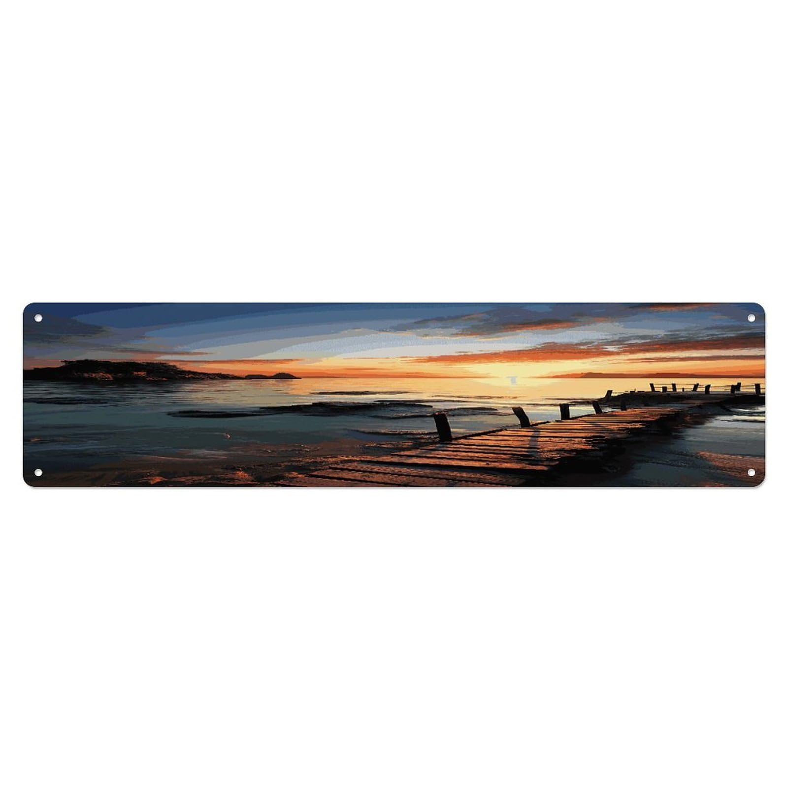 Adfgyerh Style Seascape Sunset Ocean Beach Wall Decor Aluminum Waterproof. Plaque, Practical Gift,Sign 15.7X3.9 Inch Poster,For Home, Office, Business, Garage– Indoor/Outdoor