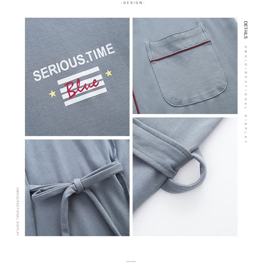 Albornoces De Baño para Hombre, Camisón De Algodón para Después De La Ducha, Kimono Suave/cálido, Bata De SPA, Pijama De Talla Grande, Ropa De Dormir De Manga Larga, Bata