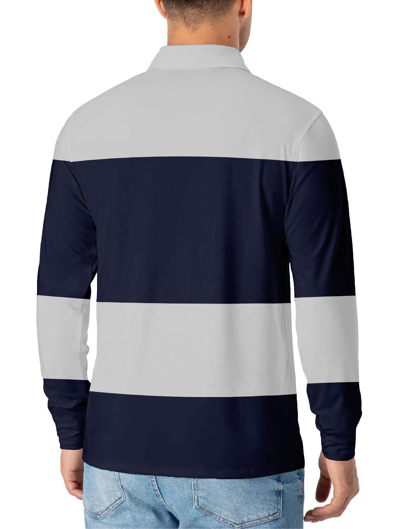 Lot de 3/5/10 polos à rayures pour homme - Manches longues - Respirant - Séchage rapide - Pour le golf, la course à pied, le sport, la gym, l'entraînement