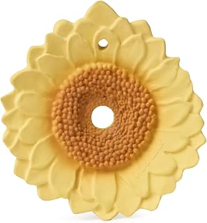 Oli & Carol Flower-Shaped Teething Toy - Natural Hevea Rubber Teething Toy | Aesthetic Baby Toys | Baby Teethers | Montessori Toys for Babies 0-6 Months | Infant Teether (Sun The Sunflower)