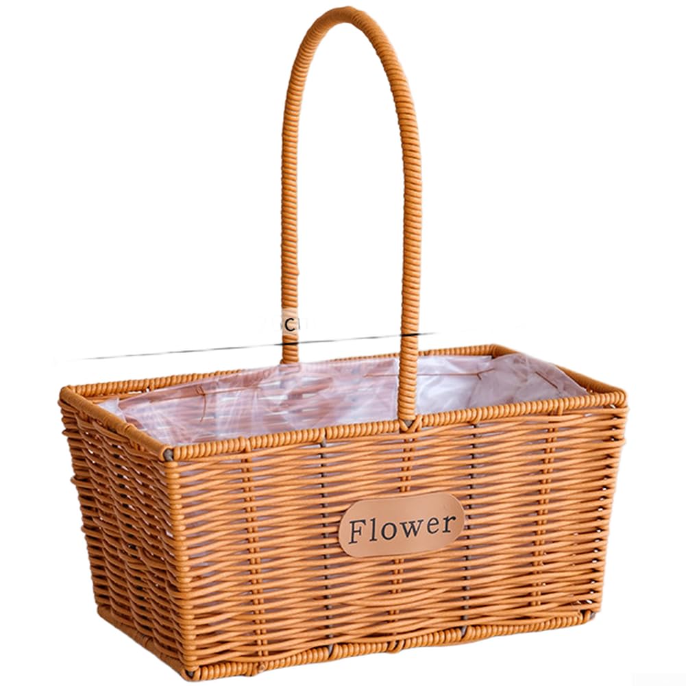 Cesta de mimbre rústica para plantas y flores tamaño L