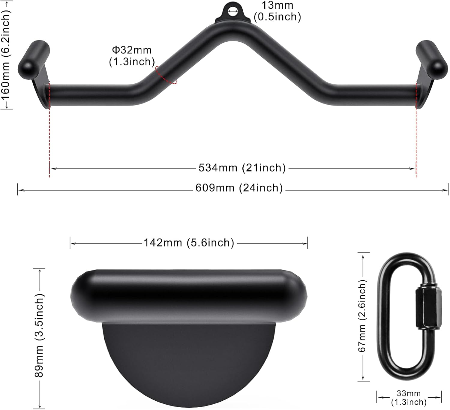 SELEWARE LAT Pulldown Bar for Cable Machine, Heavy-Duty LAT Pulldown Attachments, T-bar V-bar Cable Attachment for Home Gym, Ergonomic Back Tricep Bar Strength Training Handle with Multiple Grip