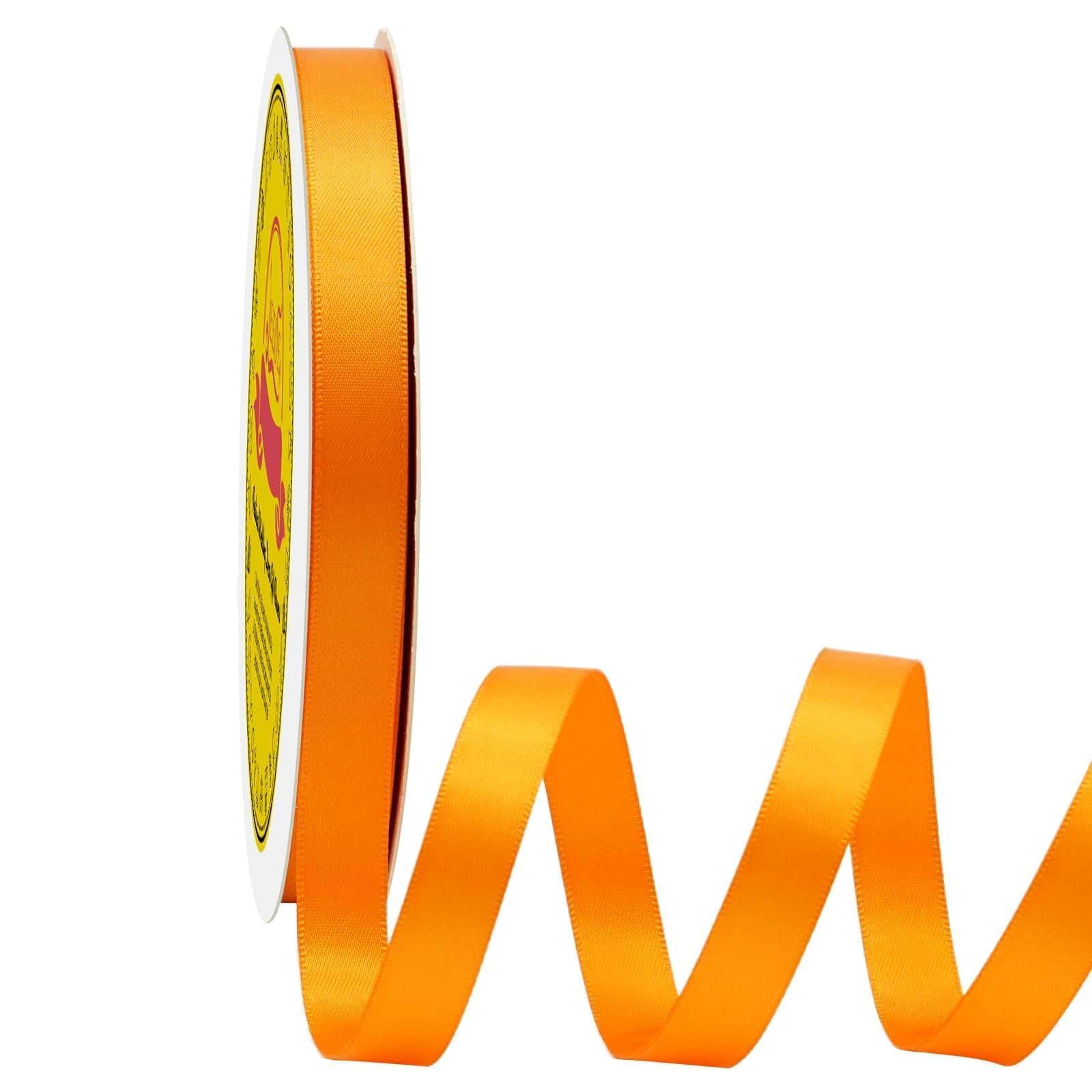 Double Face Autumn Orange Satin Ribbon 1/2 inch X 50 Yards Polyester Autumn Orange Ribbon for Gift Wrapping Very Suitable for Weddings Party Invitation Decorations and More