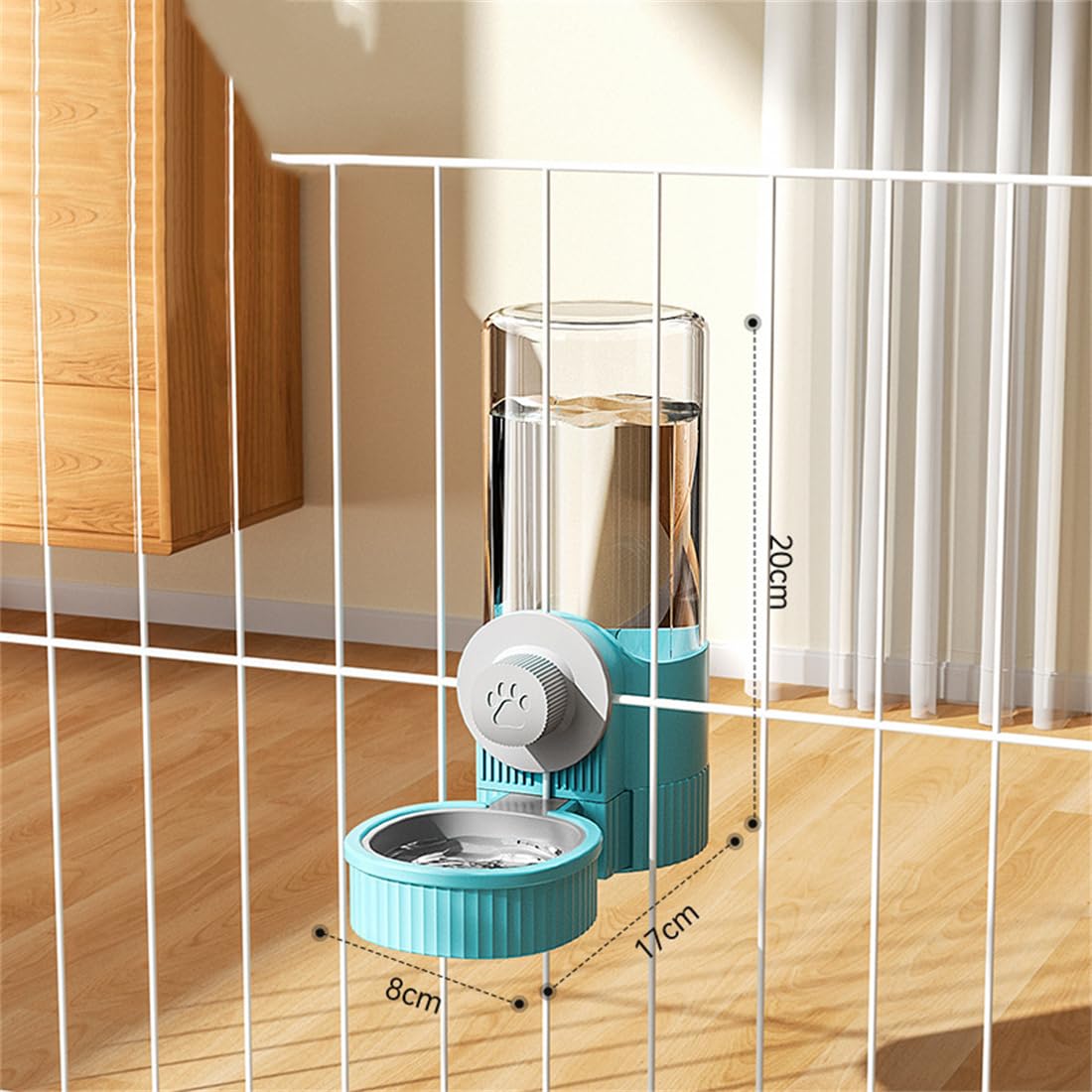 Cage Hanging Bowl Refillable Food Bowls Pet Dog Cat Bowls Kennel Crate Double Bowls for Food and Water with Automatic Water Food Dispense Feeder for Puppy Cat Rabbit (Water Bowl-Blue)