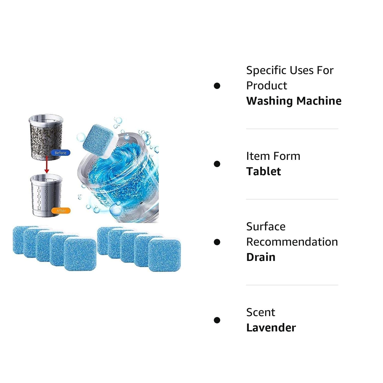 PERPART Washing Machine Cleaner Tablets | Descaling Powder Deep Cleaner Tablet All Companys Front nd Top Load Machine | Tub CleanerDrum Cleaner Tablet | Front And Top Load Washing Machine Cleaner (24) 4