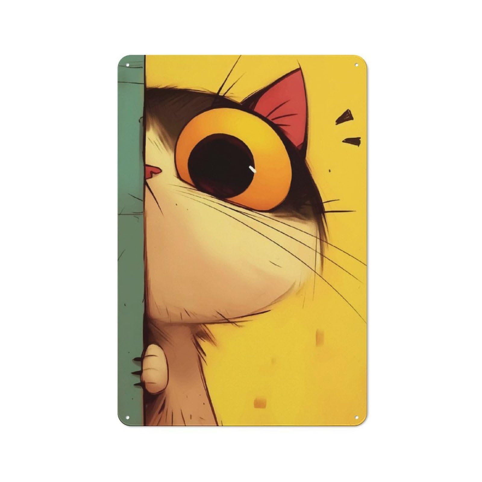 Junmoney Curious Cat Peeking Retro Metal Wall Sign 30X20cm With For Living Room Wall, Housewarming Wall Decor For People Furnishing Living Room