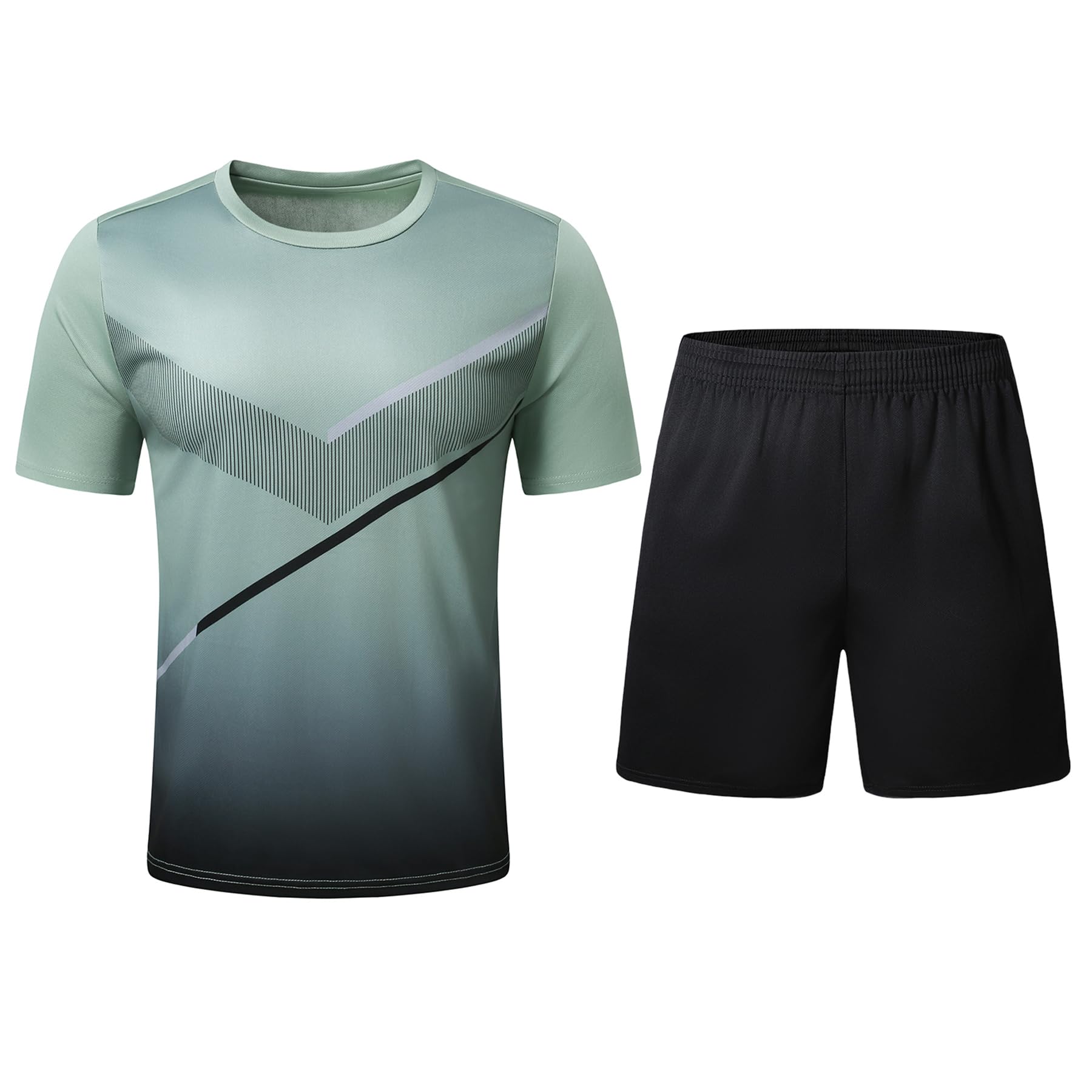 YOUTHUP Ensemble sport homme haut short séchage rapide été | Tissu léger ensemble haut short col rond séchage rapide liberté de mouvement pour course tennis loisirs ville et été