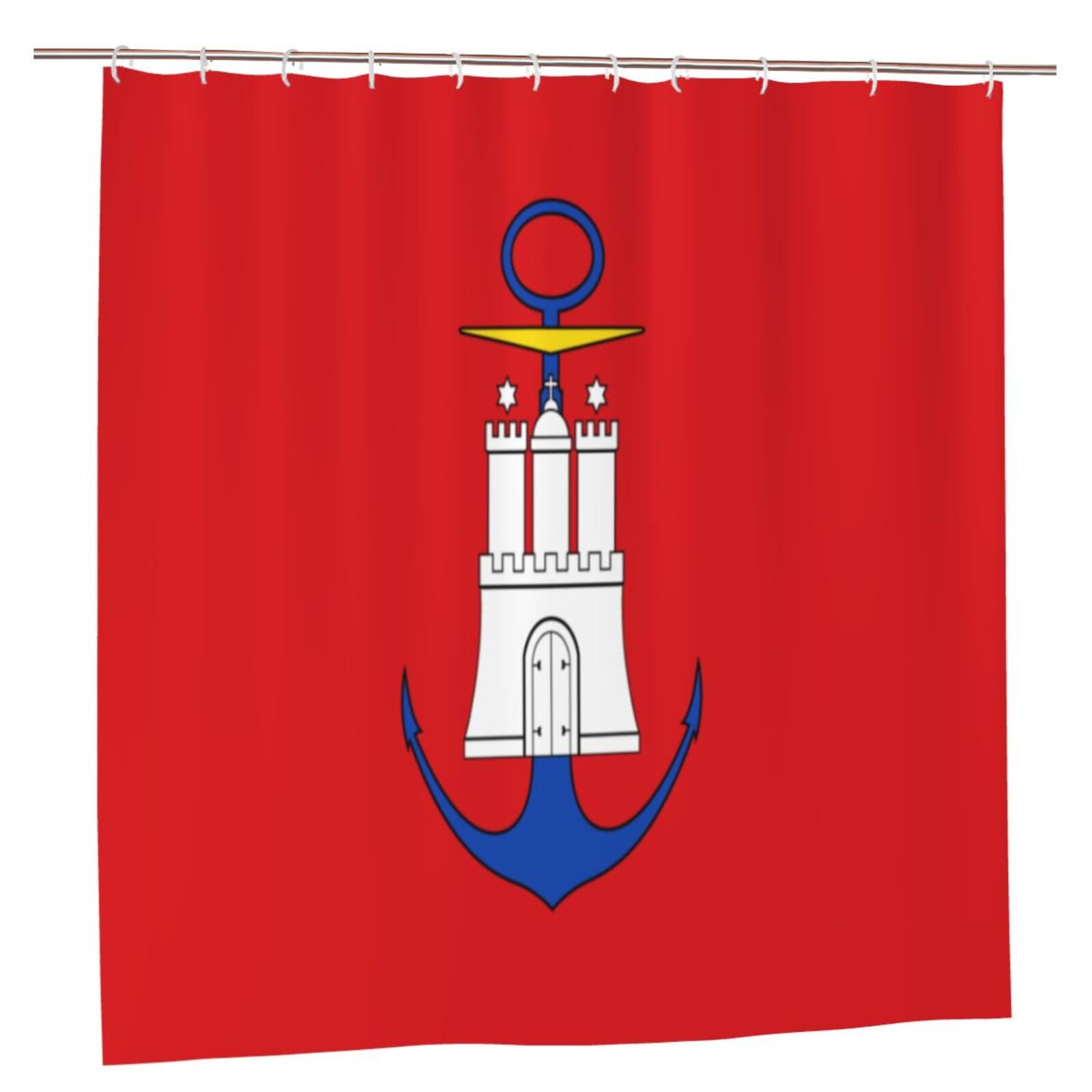 Klgrtjhk Plastic Hamburg Flag Shower Curtain 72X72in Bathroom Curtain﻿