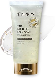 24k Gold Gel Facewash with Korean White Lotus & Lactic Acid 80ml | Face wash for glowing skin | Reduce dark spot and improves skin texture | Removes dullness | For All Skin Types I For Women and Men