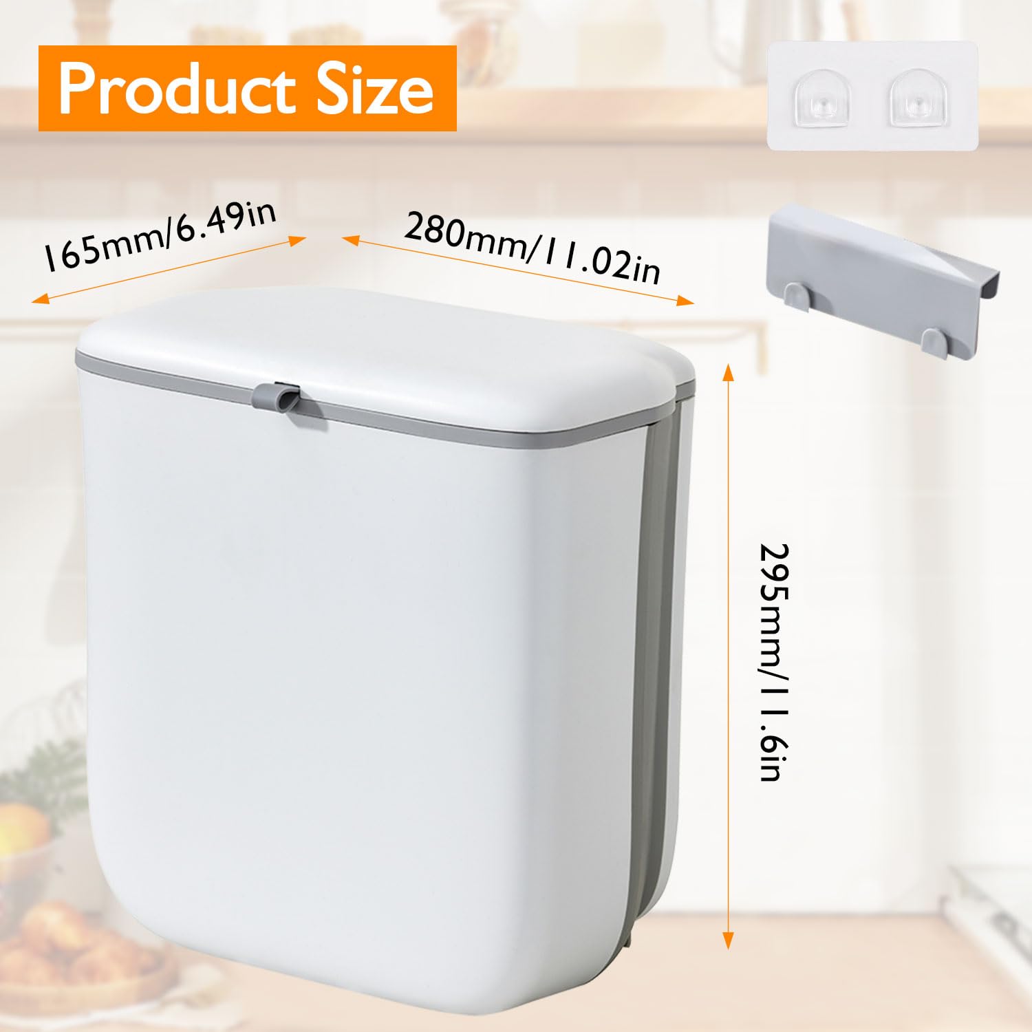 Mülleimer Hängend für Küche, Faltbarer Camping Mülleimer 10L mit Deckel, Wandmontage & Türhalterung - Leicht, Klappbar für Wohnmobil, Küche, Bad, Garten (Packung mit 2)