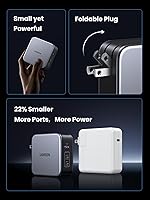 Vista 6 de UGREEN Nexode 140W GaN USB C Laptop Charger, 3-Port PD 3.1 PPS Foldable Fast Wall Charger with 240W Cable for MacBook Pro 16", iPhone 17/16/15