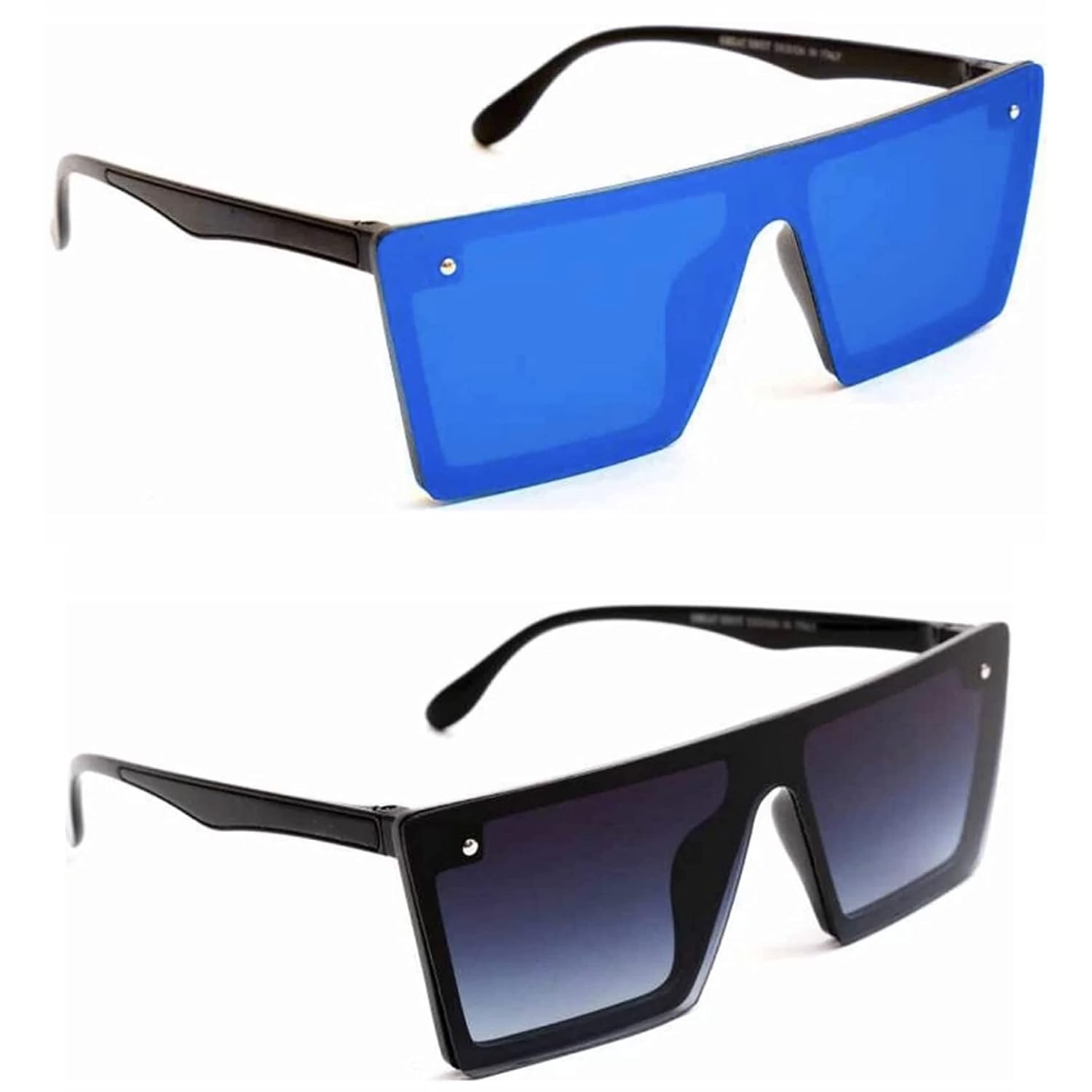 PC Star | Full Rim Square Branded Latest and Stylish Sunglasses | 100% UV Protected | Men & Women | Medium | Black Frame/B...