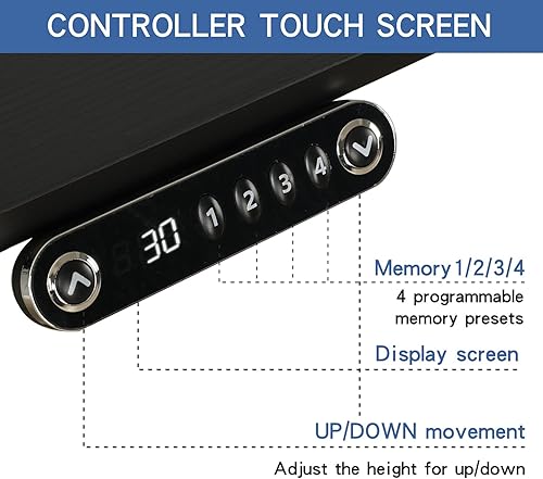 Miniatura 5 de BilBil - Escritorio eléctrico de pie ajustable de 55 x 24 pulgadas mesa ergonómica con tecnología anticolisión y protección de corriente tablero de