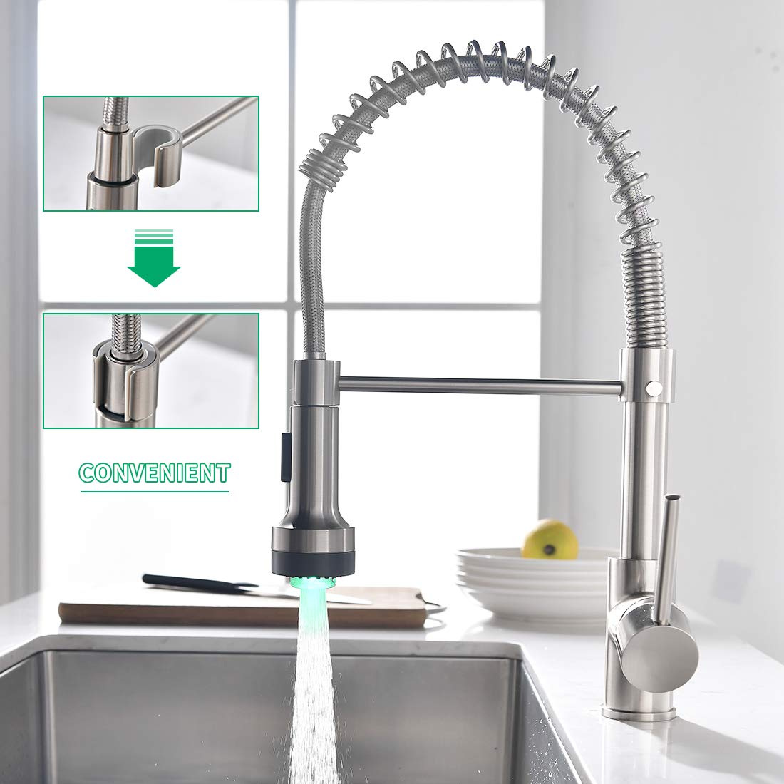 AIMADI Modern Kitchen Faucet Pull Down Sprayer,Stainless Steel Single