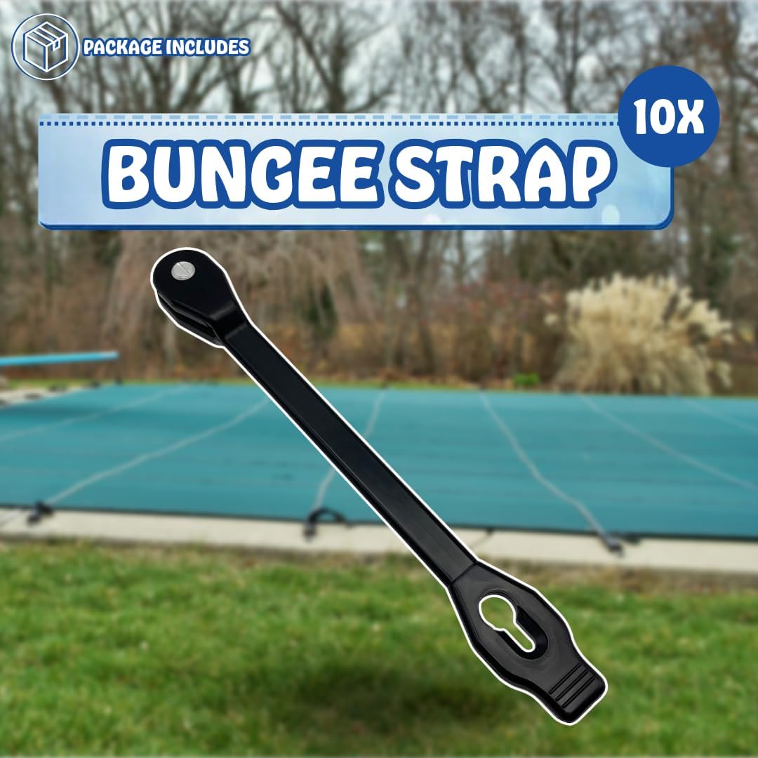 Poolzilla 10" Rubber Bungee Strap Tie 10 Pack for Anchor Hookless with Saw Bolt