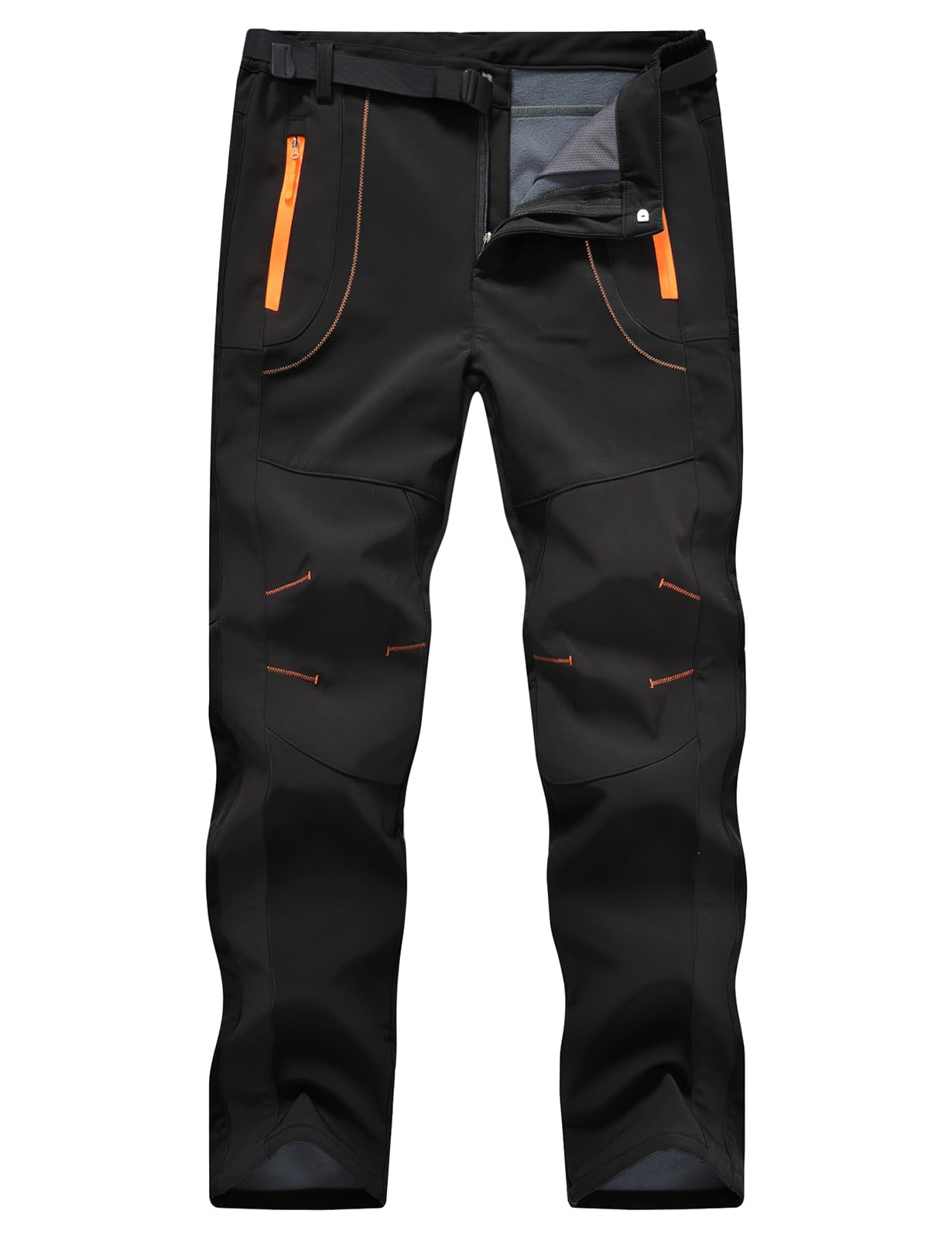 TBMPOY Men's Snow Ski Hiking Pants Waterproof Winter Fleece Lined Pants
