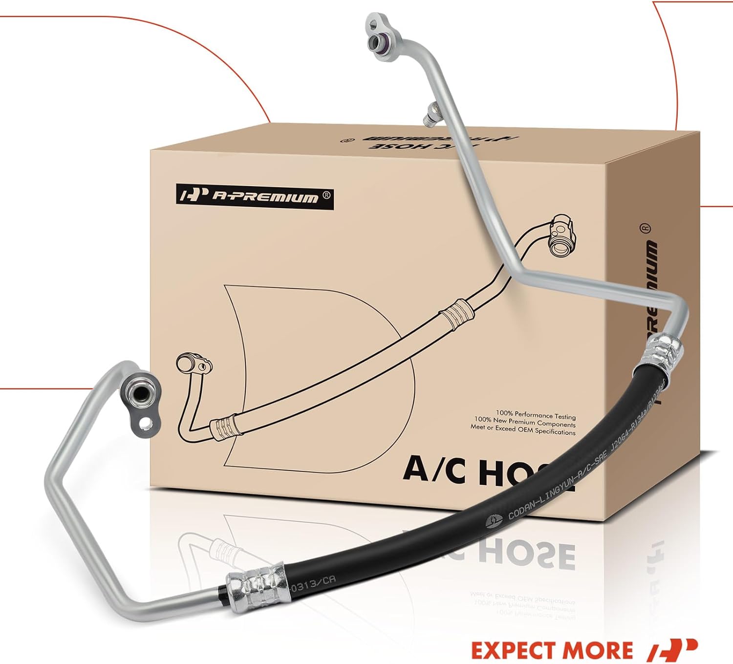 A-Premium A/C Discharge Line Hose Assembly Compatible with Mitsubishi Outlander, 2012-2022, 2.4L, Compressor to Condenser