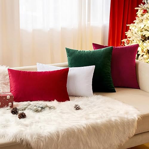 Miniatura 6 de EMEMA Paquete de 2 fundas de almohada de terciopelo, decorativas, cuadradas, suaves y sólidas, para sofá, dormitorio, silla o automóvil, 24 x 24