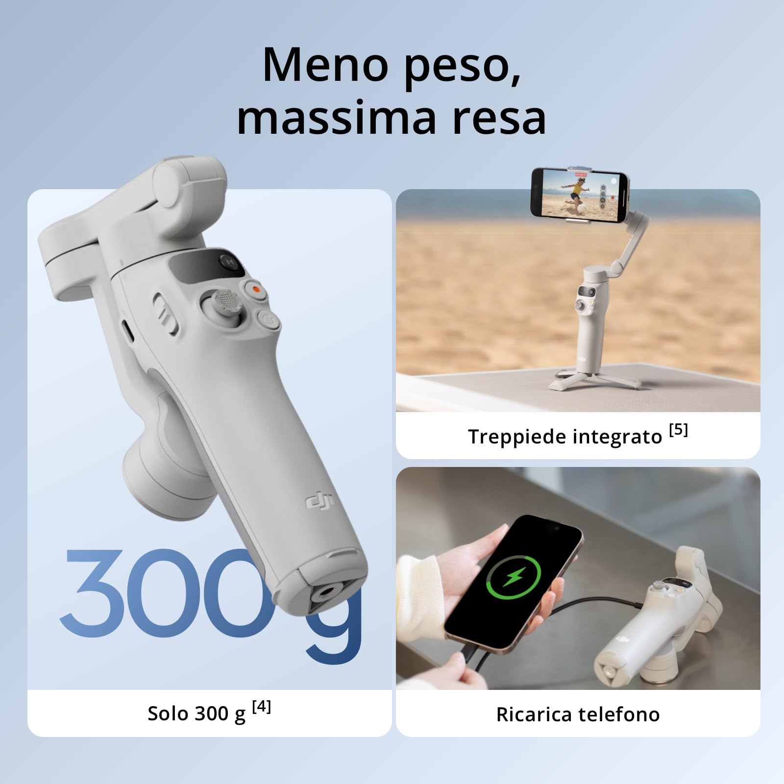 DJI Osmo Mobile 7 Stabilizzatore per iPhone, Android, Treppiede integrato, Ultra-leggero, Stabilizzatore 3 assi per smartphone, ActiveTrack 7.0, ShotGuides, Editing a un tocco, 10 ore di autonomia