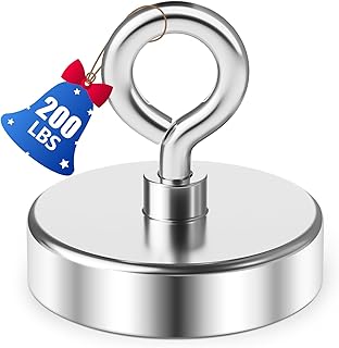 Junarter Fishing Magnets 200 Lbs Pulling Force, Strong Rare Earth Magnet Fishing Magnet Only, Magnetic Fishing, Heavy Duty Security Large Tags Neodymium Magnets for River Fishing, Lifting (1.75")