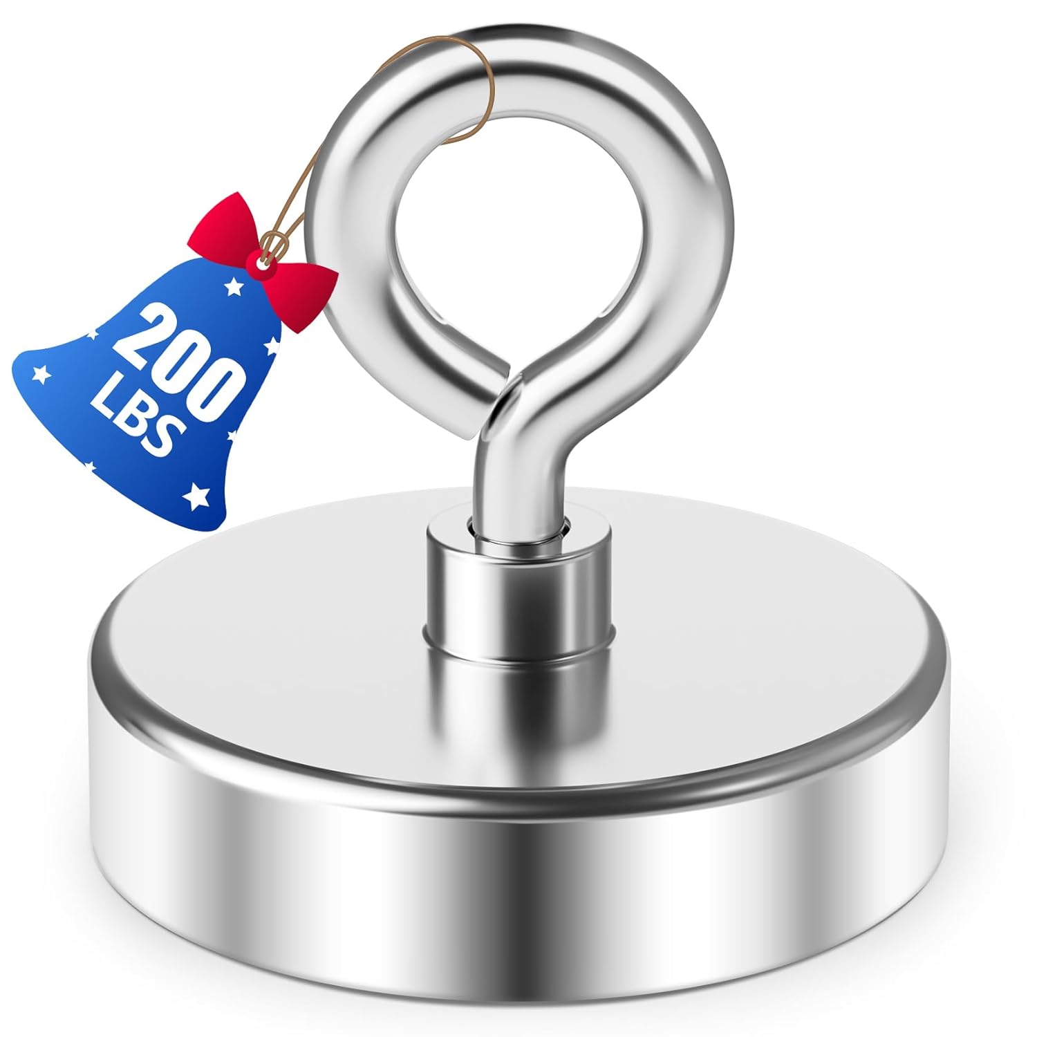 Fishing Magnets 200 Lbs Pulling Force, Strong Rare Earth Magnet Fishing Magnet Only, Magnetic Fishing, Heavy Duty Security Large Tags Neodymium Magnets for River Fishing, Lifting (1.75)