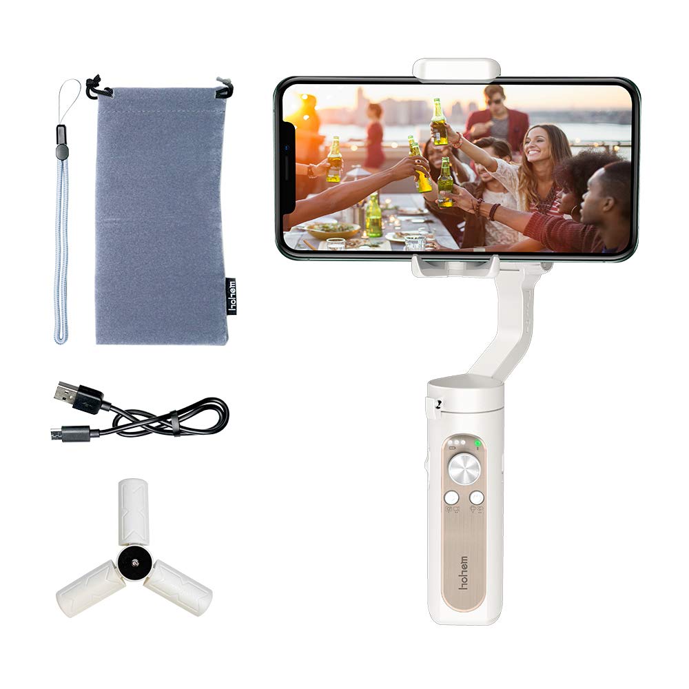 hohem 3-Axis Smartphone Gimbal Stabilizer for iPhone 11 Pro Max/Xs Android(White)