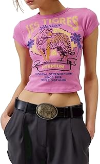 Y2k Graphic Baby Tees Women Teen Girl Fruit Print Crop Top Short Sleeve ...