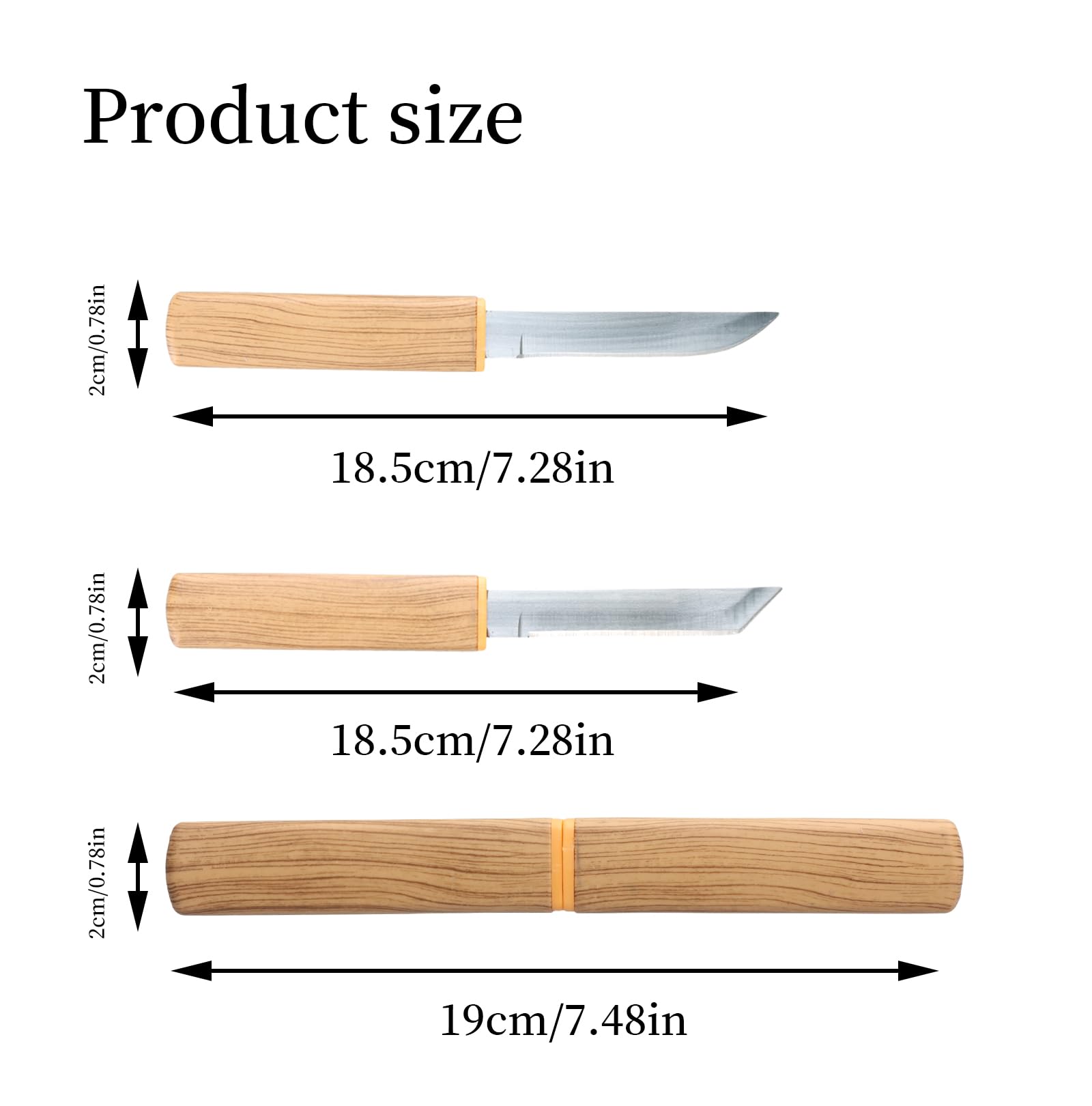 Cuchillo de caza 2 en 1 para exteriores, cuchillo de caza con vaina, 18,5 cm, cuchillo de caza doble, cuchillo profesional para exteriores con mango de madera para actividades al aire libre