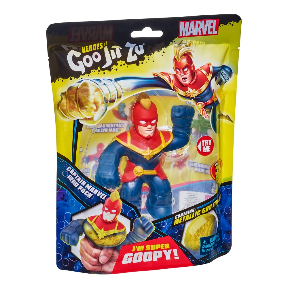BANDAI - Heroes of Goo JIT Zu - Marvel Action Figure - Cap Marvel Multicolor CO41487, Multicoloured - Image 3