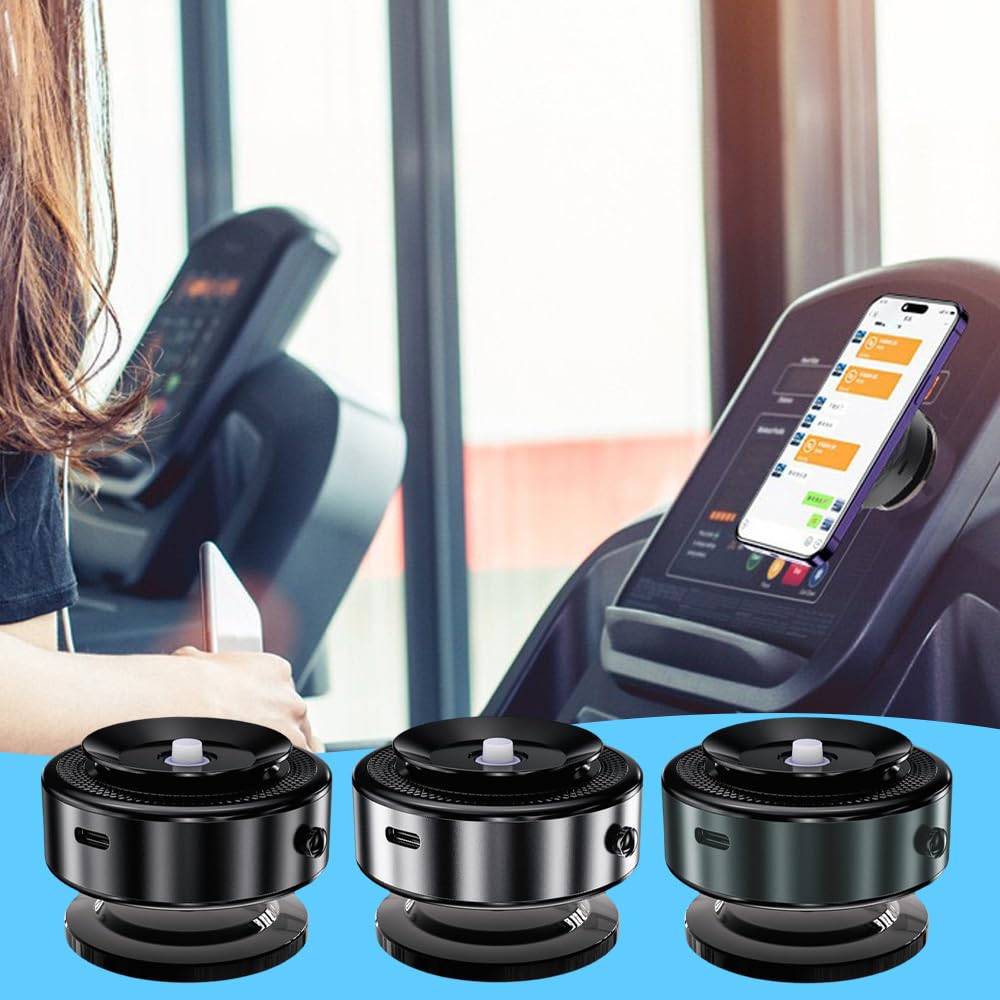 hoehew Supporto magnetico per telefono da auto, con ventosa rotante a 360°, con presa magnetica, compatibile con iPhone e Android, per auto, palestra, cucina, specchio superfici lisce (argento)