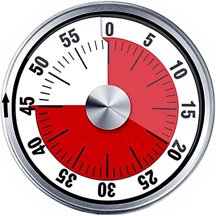 Stainless Steel Mechanical Kitchen Timer | Countdown & Alarm Clock with Magnetic Stick for Home & Student Study Rooms | Durable Stainless Steel Build ensures Long-Lasting use