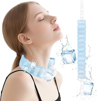 Cooling Neck Tube Ice Ring Cooler Reusable 18C/64F Freeze for Hot Summer, Wearable Cooling Neck Wraps Outdoor Sports Workers Blue 1 Pack