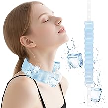 Cooling Neck Tube Ice Ring Cooler Reusable 18℃/64℉ Freeze for Hot Summer, Wearable Cooling Neck Wraps Outdoor Sports Workers Blue 1 Pack