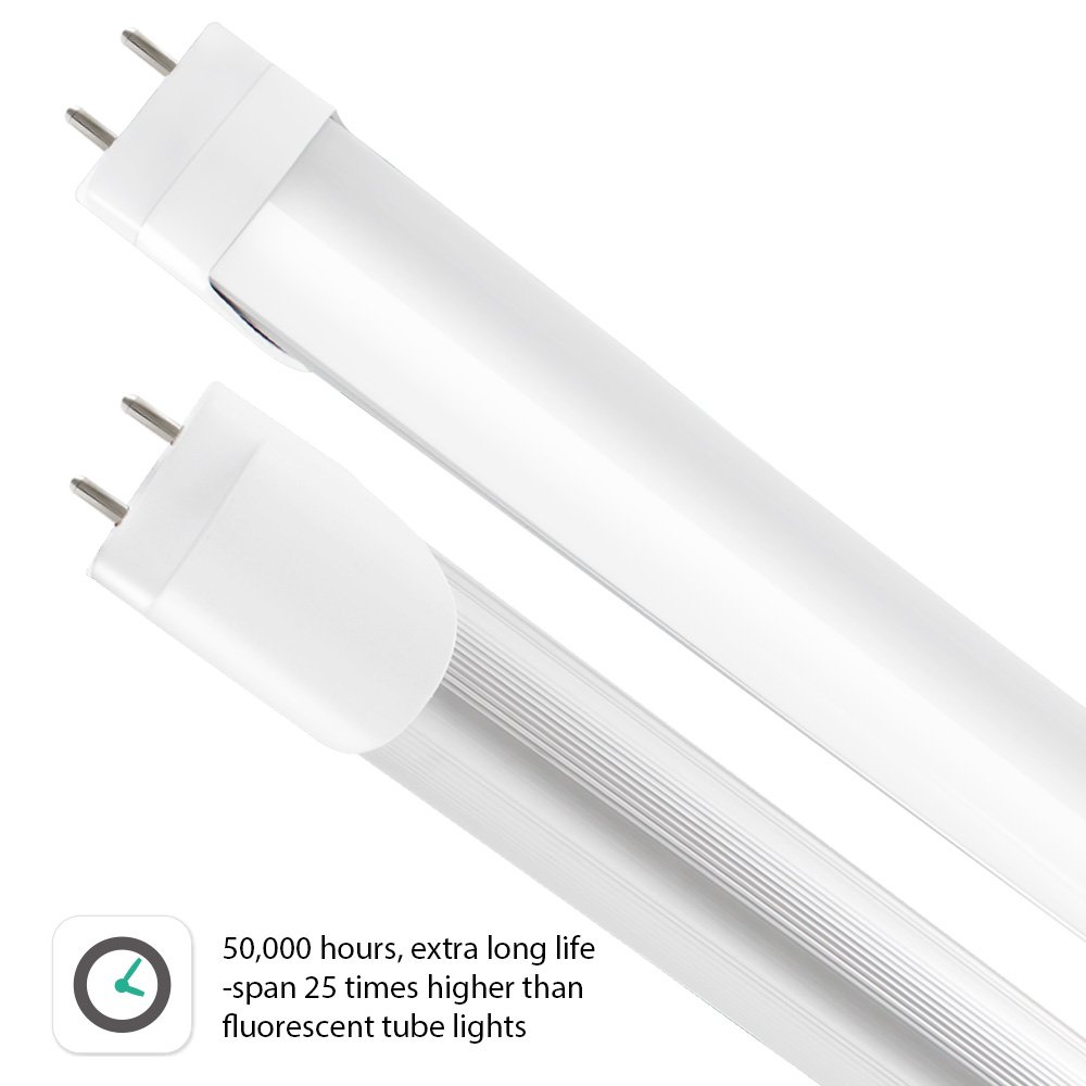 4 Pack 18W 4ft UL & DLC Listed T8 LED Tube Lights (100V-277V AC) - 5000K Daylight 1800LM LED T8 Tube for Office, Commercial, General Lighting, Replacing Traditional Fluorescent Tube