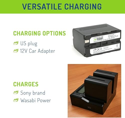 Miniatura 5 de Wasabi Power Batería (paquete de 2) y cargador dual para Sony NP-F950, NP-F960, NP-F970, NP-F975 (Serie L)