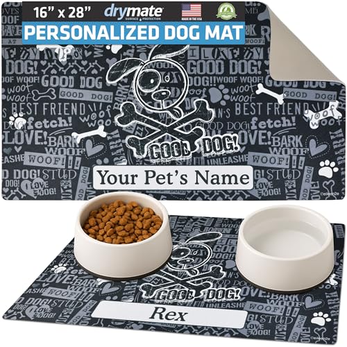Drymate Personalized Pet Bowl Placemat, Custom Dog &...