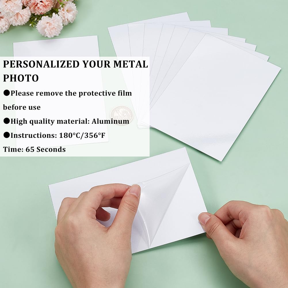 CRASPIRE 10Pcs Sublimation Metal Photo Blanks 5.9 x 3.9'' 0.5mm Thick Aluminum Picture Sign Plate White Pearlescent Heat Transfer Aluminums Blank DIY Wall Room Decor Poster Frame Craft Custom Gift - Image 3