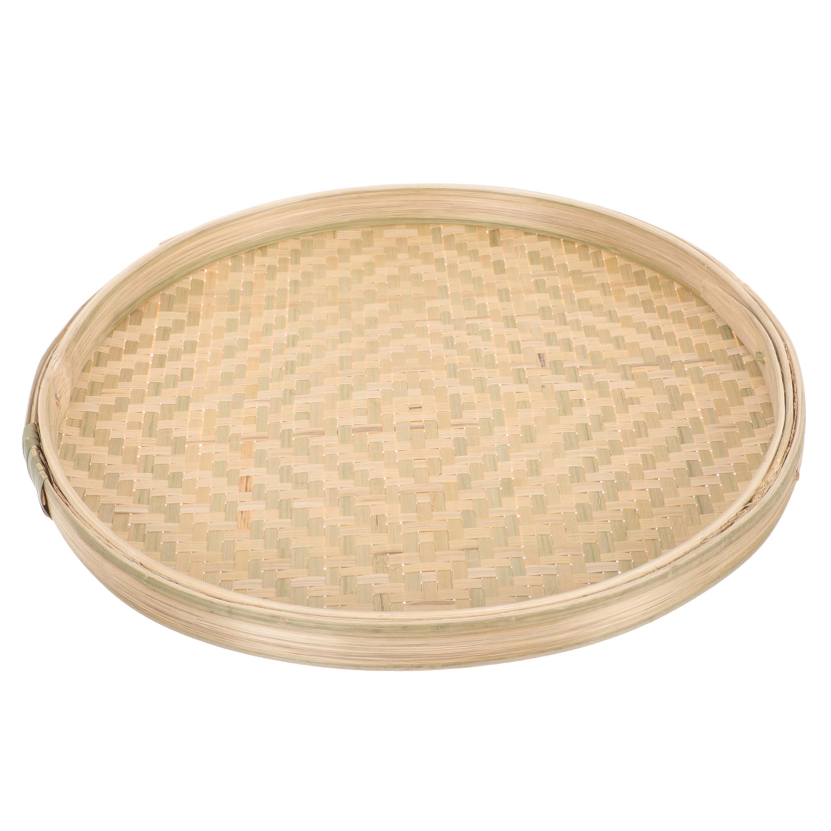 VOSAREA Sturdy Bamboo Woven Tray Drying Basket Round Design for Airing Fruits Vegetables Kitchen Essential
