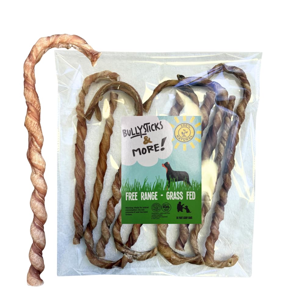 BULLYSTICKS &amp; MORE - 10-12 Inch Bully Stick Candy Cane Twists - 10 Count