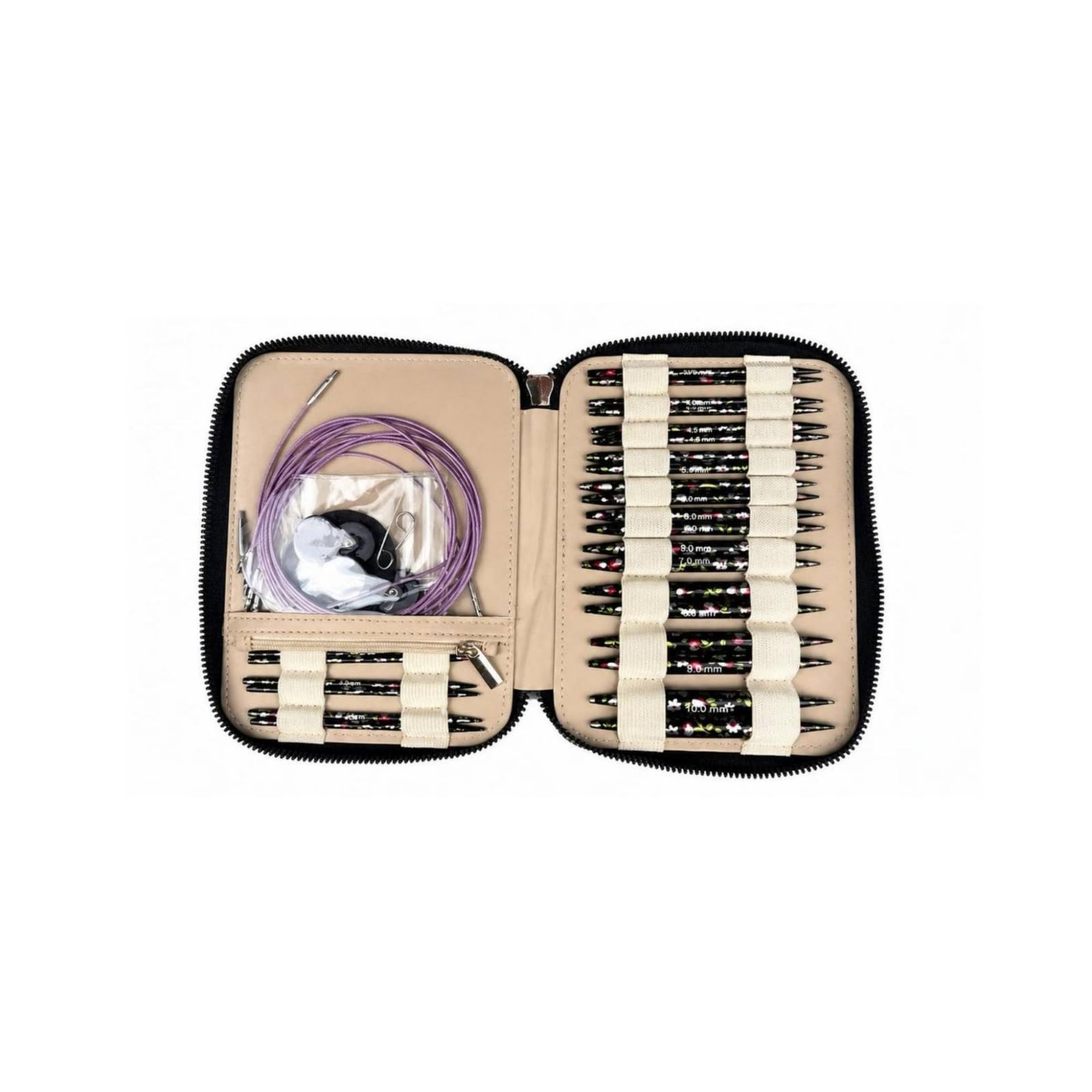 Gancho Industrial Estuche de Tejido Intercambiable Kit con Agujas Cables Conectores Organizador Portátil Interior con Correas Material Alúmina y Cuero PU Adecuado para Artesanía en Casa Salidas