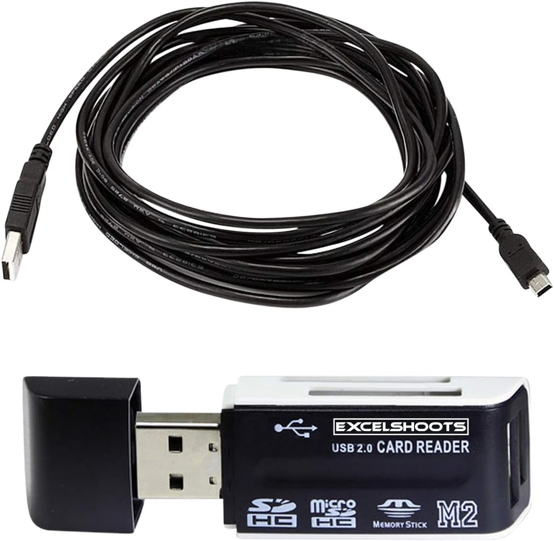 Replacement USB Cable for Canon EOS Rebel T6 DSLR Camera, USB Computer Cord for Canon EOS Rebel T6 DSLR Camera + Excelshoots Card Reader (15-Feet)