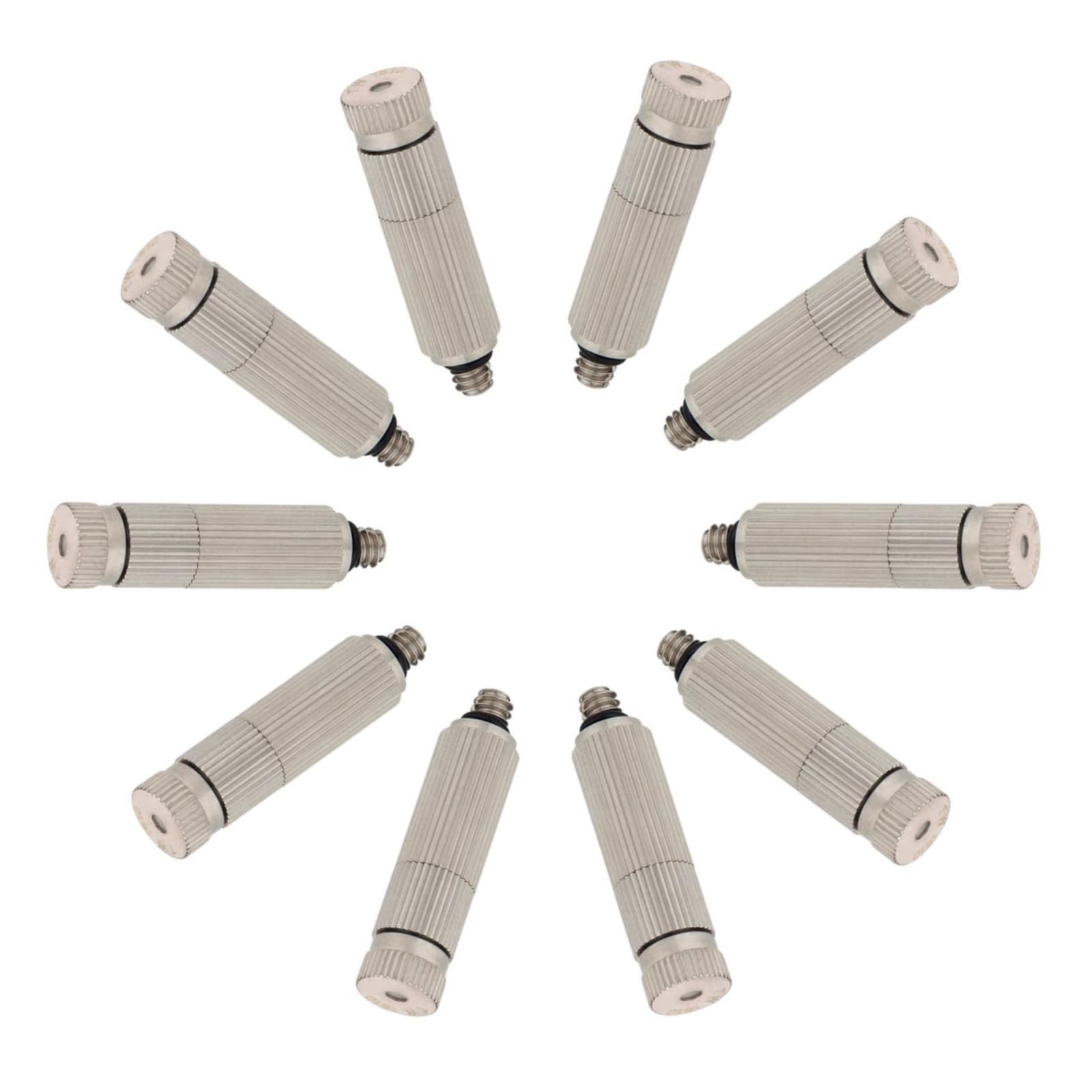 High Pressure Brass Nickel Plated Misting Nozzle for Outdoor Cooling Mist System, 0.1mm Ceramics Orifice, Anti-Drip Cleanable, 10pcs