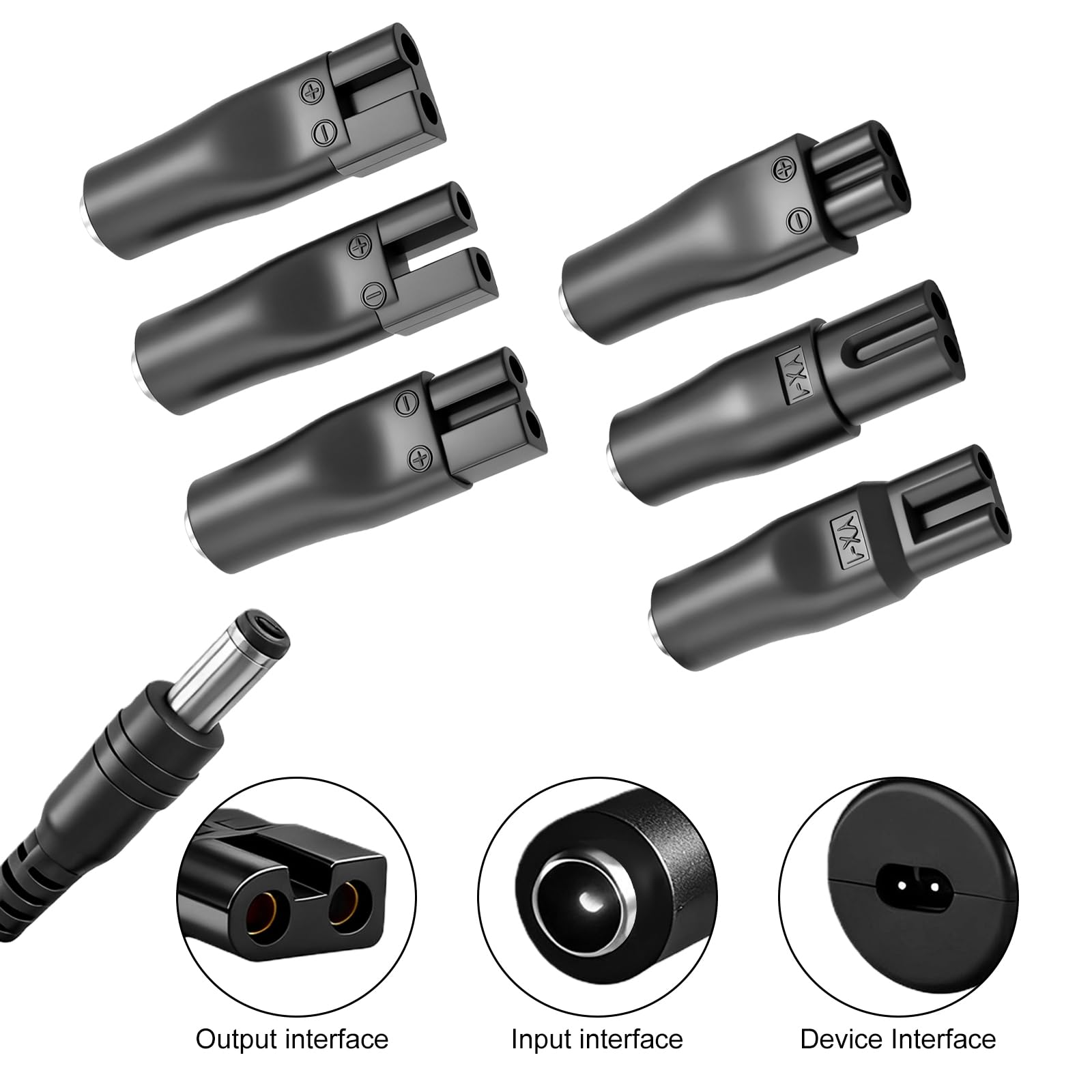 Flintronic Uniwersalny przewód USB, kabel ładujący 5V z 6 złączami, zasilacz ładowarka do Philips Norelco 7000/5000/3000/QT/QS/AT/PT/QG/BG/HQ/RQ/XL/XLCC/X/HS/QC Seria, kabel do golarki