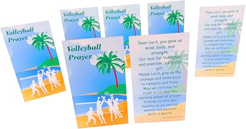 Westmon Works Tarjetas de oración de voleibol con diseño ilustrado de primera calidad para jugadores con mensaje espiritual edificante para