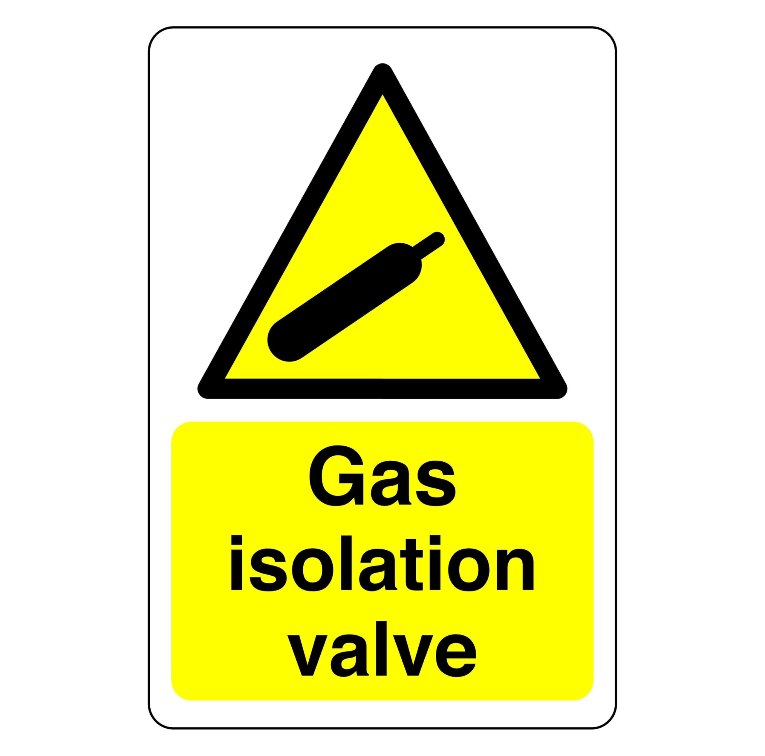 Safety First Display Ltd Yellow/Black Gas Isolation Valve Sign - High Tack Self-Adhesive Sticker (150Mm X 100Mm) Viewing Distance Within 3M.