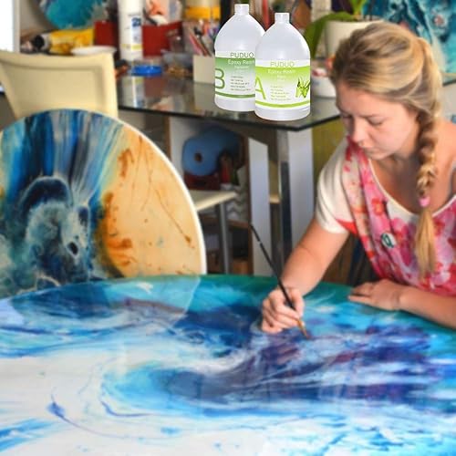 Miniatura 16 de Puduo Kit de resina epoxi de 72 onzas, resina epoxi transparente recién formulada, fuerte, sin burbujas, resina artística antiamarilleamiento que