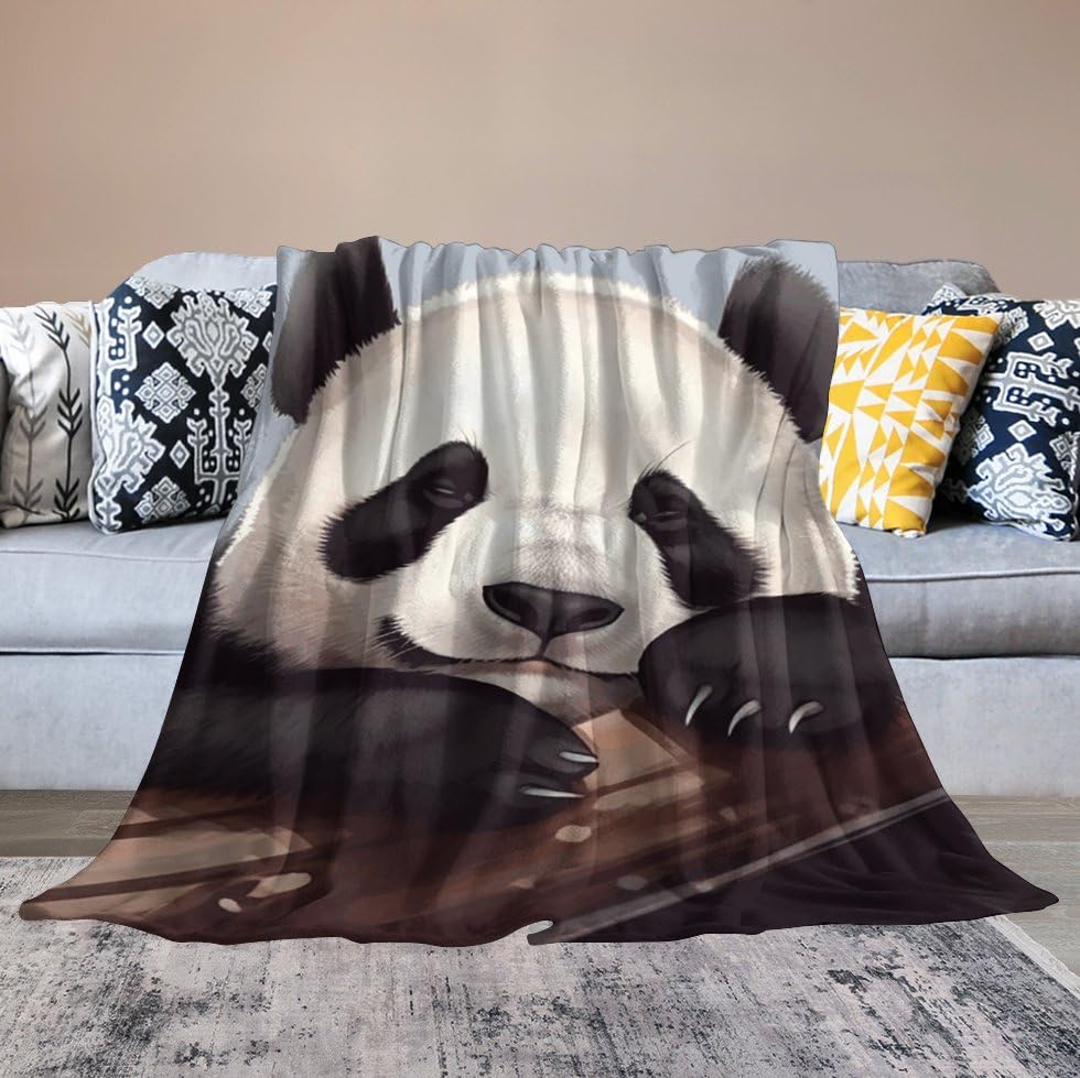 Couverture légère en flanelle panda toutes saisons pour lit et salon