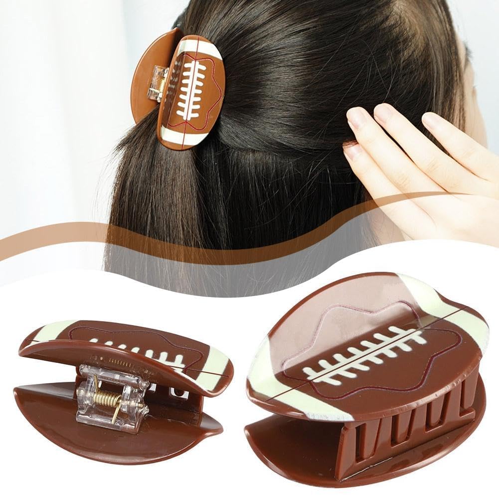 Brown Rugby Hair Claw Clips Creative Ball Hair Clip Funny Hair Claw Rugby Acrylic Clip Brown Hair Barrettes Strong Hold Non Slip Colorful Sport Hair Clips for Women and Girl Hair Accessories 1Pcs - Image 4